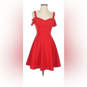 Emerald Sundae Red Cold-Shoulder Mini Dress